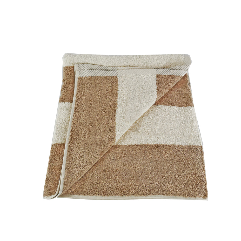 Toalla de piscina listada beige / vainilla