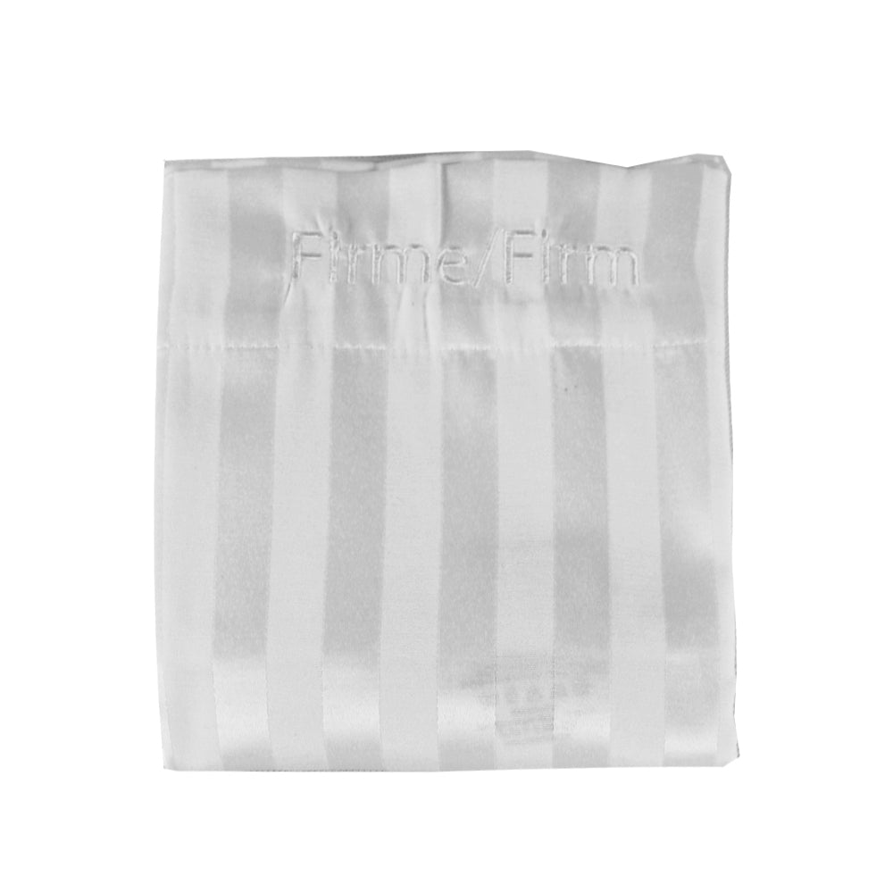 Combo de 10 Fundas para Almohada Satin Stripe de 250 hilos, mezcla 50% algodón 50% poliéster, Bordado en Color Blanco (Firme/Firm, Suave/Soft)