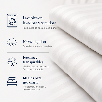 Juego de Sábanas Satin Stripe 300 H 100% Algodón