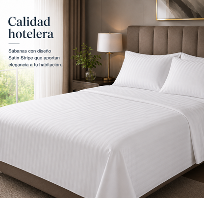 Juego de Sábanas Satin Stripe 250 H 50/50 (POL/ALG)