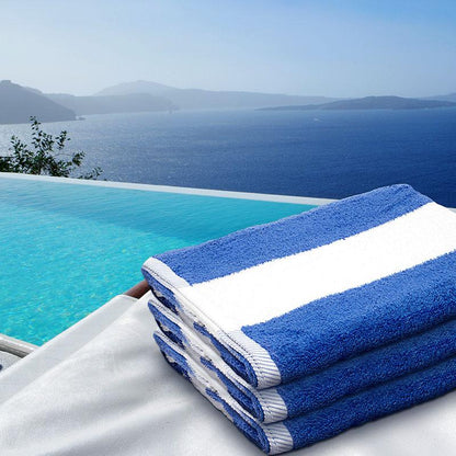 Toalla de piscina listada azul / blanco