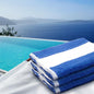 Toalla de piscina listada azul / blanco