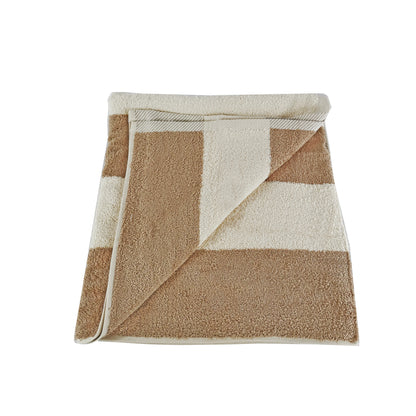 Toalla de piscina listada beige / vainilla