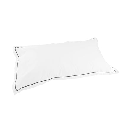 Combo de 4 Fundas para Almohada de 250 hilos, mezcla 50% algodón, 50% poliéster, Bordado Color Gris en el perímetro