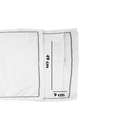Combo de 4 Fundas para Almohada K.S. de 300 hilos, mezcla 60% algodón, 40% poliéster, Bordado Color Gris en el perímetro