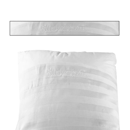 Combo de 10 Fundas para Almohada Satin Stripe de 250 hilos, mezcla 50% algodón 50% poliéster, Bordado en Color Blanco (Firme/Firm, Suave/Soft)
