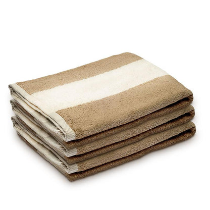 Toalla de piscina listada beige / vainilla